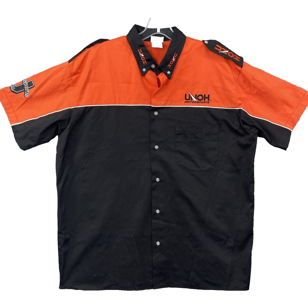 Speed Zone Race Gear Mechanic Shirt Mens XL Orange Black Rockabilly Bowling Auto